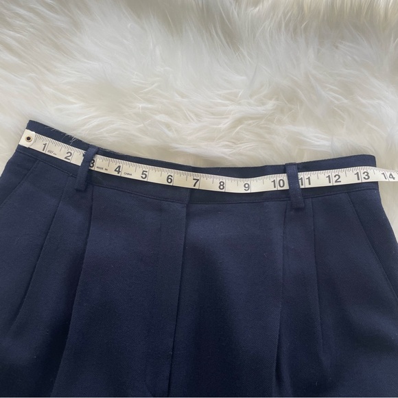 Vintage Doncaster Wool Trousers/Slacks Navy Blue High Waisted Pleated Size 10 - Picture 9 of 13